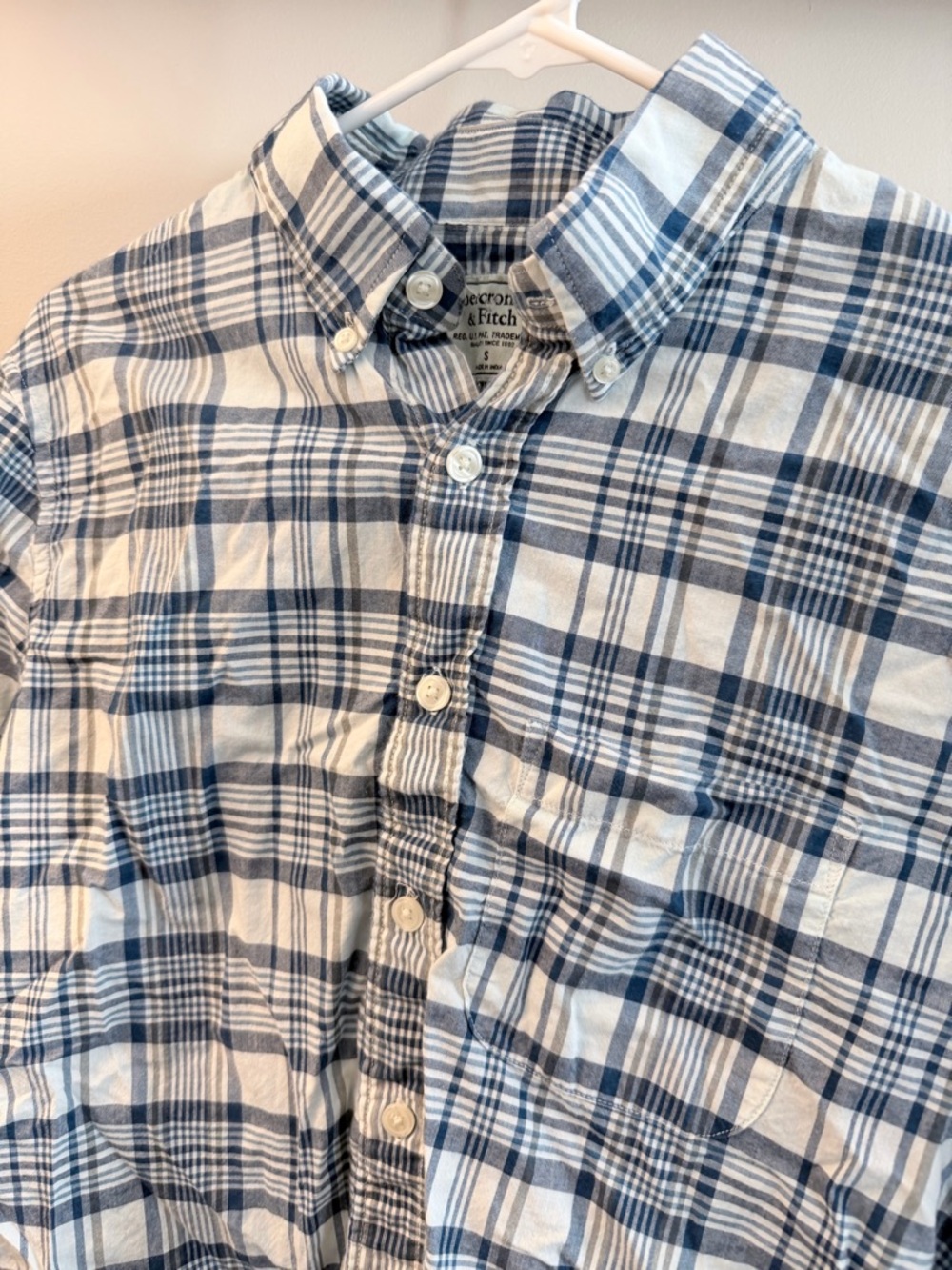 Abercrombie & Fitch Blue and White Plaid Button-Down Shirt